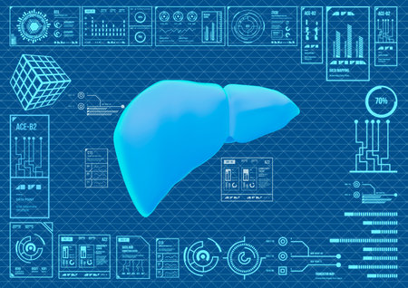 Hud UI Telemedicine live monitoring app with futuristic interface. human live scanner. 3D illustrationの写真素材