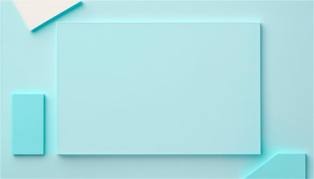 Pastel blue empty paper texture background template, banner for advertising. Rectangular geometric shapes. Copy space. space for text. AI generated. graphic resourcesの素材
