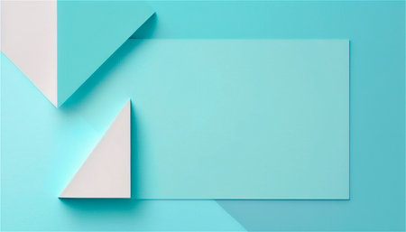 Pastel blue empty paper texture background template, banner for advertising. Rectangular geometric shapes. Copy space. space for text. AI generated. graphic resourcesの素材