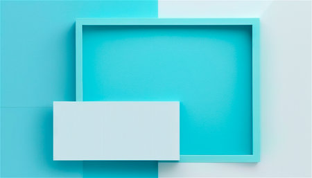 Pastel blue empty paper texture background template, banner for advertising. Rectangular geometric shapes. Copy space. space for text. AI generated. graphic resourcesの素材