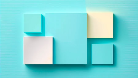 Pastel blue empty paper texture background template, banner for advertising. Rectangular geometric shapes. Copy space. space for text. AI generated. graphic resourcesの素材