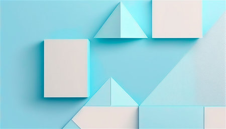 Pastel blue empty paper texture background template, banner for advertising. Rectangular geometric shapes. Copy space. space for text. AI generated. graphic resourcesの素材