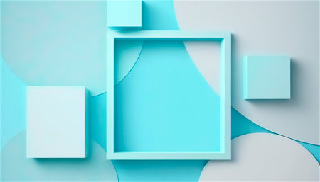 Pastel blue empty paper texture background template, banner for advertising. Rectangular geometric shapes. Copy space. space for text. AI generated. graphic resourcesの素材