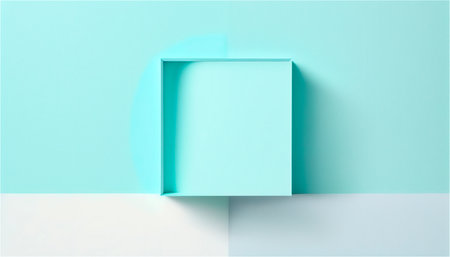 Pastel blue empty paper texture background template, banner for advertising. Rectangular geometric shapes. Copy space. space for text. AI generated. graphic resourcesの素材