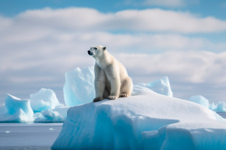 Polar bear on iceberg in its natural habitat in the arctic circleの素材