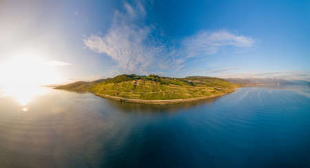 drone shot of swiss rivieraの写真素材