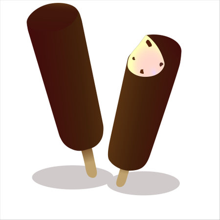Two ice creams on a stick. One has already been takenのイラスト素材