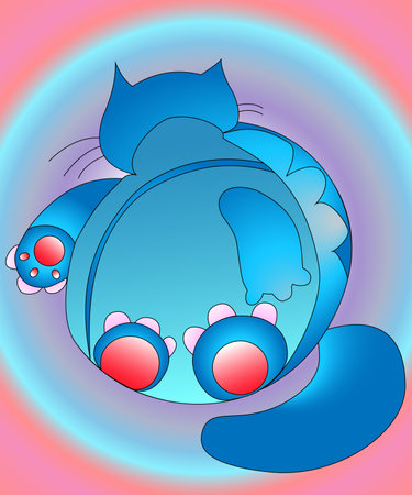 Hypnotic blue fat cat looking backのイラスト素材