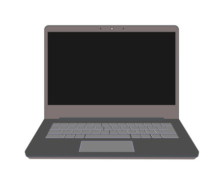 Laptop computer in open form, sticker, logo in vectorのイラスト素材