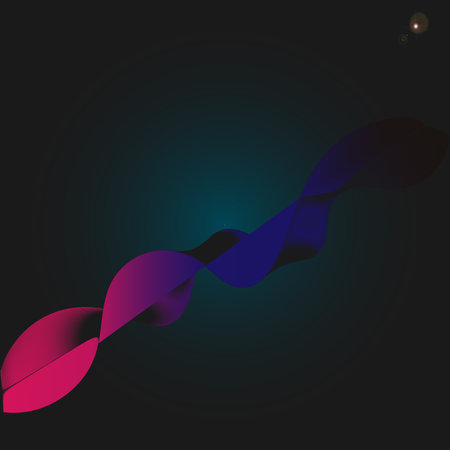 Abstract pink blue line circles on dark skyのイラスト素材