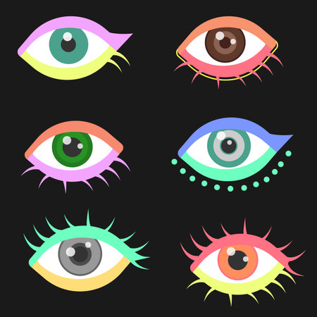 eye icon set. Eyeball, pupil, pupil. vector illustrationのイラスト素材