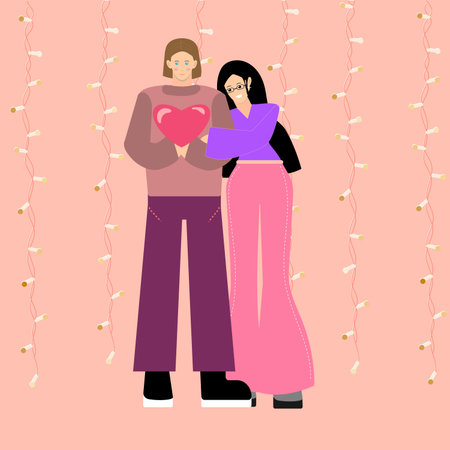 couple in love. Valentine's day. Vector illustration in flat styleのイラスト素材
