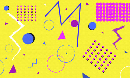 90s geometric pattern. Memphis style 80s-90s. Abstract colorful funky background. vector illustration.の写真素材