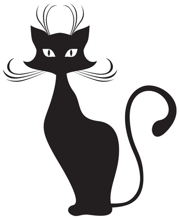 The silhouette of black graceful catsのイラスト素材