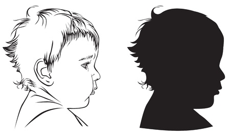 Profile babies: black-and-white illustration and silhouetteのイラスト素材
