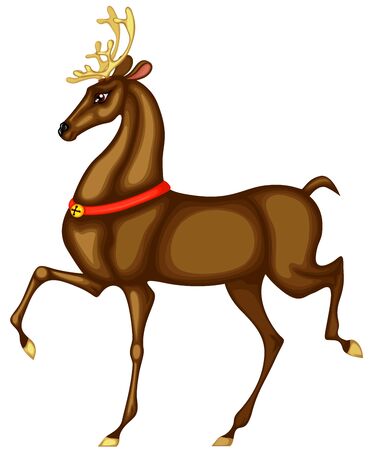 Deer of Santa Claus of the red collar with a golden jingles nowadaysのイラスト素材