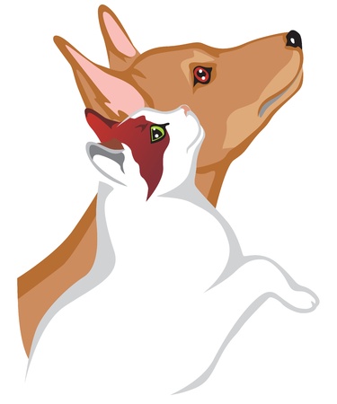 The color image of cats and dogs in the profileのイラスト素材