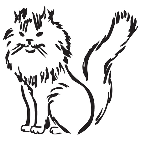 The contour image of the nice fluffy home catのイラスト素材