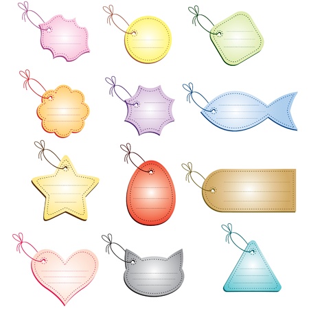 Figured greeting multicolored labels on a stringのイラスト素材