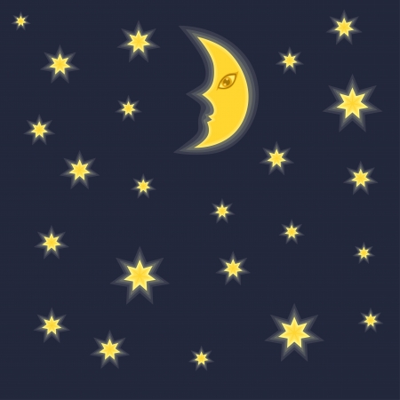 Night sky background with moon and stars のイラスト素材