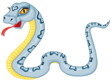 Cute cartoon serpent gray-blue color with a patterned backのイラスト素材