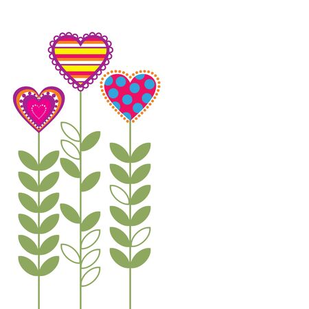 Romantic floral background with flowers in the form of heartsのイラスト素材