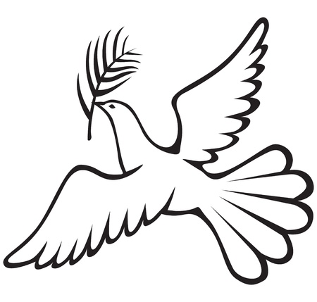 White dove with a palm branchのイラスト素材