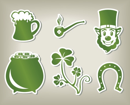 Set of green icon images of St. Patrick's Dayのイラスト素材