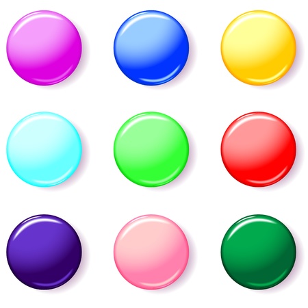 Set of round 3D button of different colorのイラスト素材