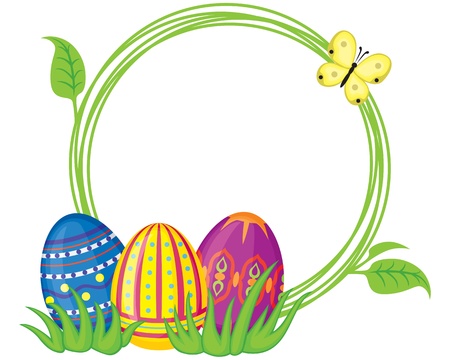Greeting frame with Easter eggs and grassのイラスト素材