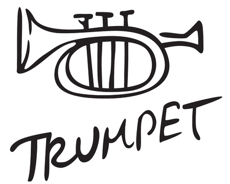 Stylizes contour black image trumpetのイラスト素材
