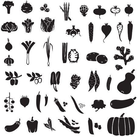 Set of silhouette images of different vegetablesのイラスト素材