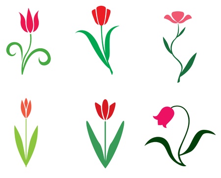 Set of stylized tulips flowerのイラスト素材