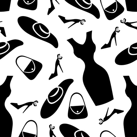 Lady dress black seamless patternのイラスト素材