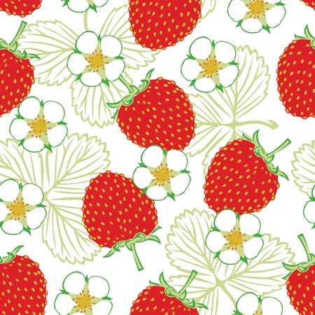 Seamless pattern with strawberries and flowerのイラスト素材