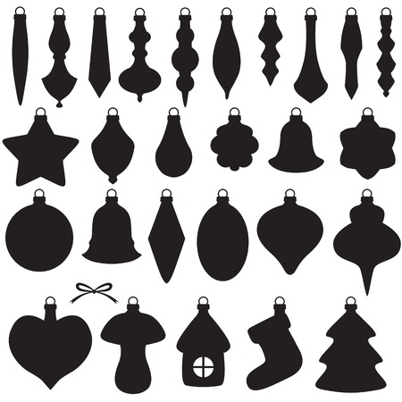 Silhouette image of Christmas baubles setのイラスト素材
