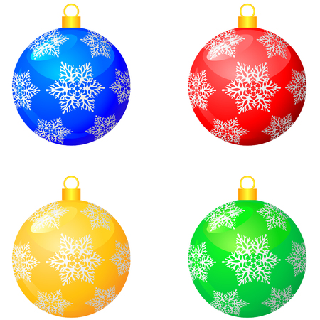 Set Christmas multicolor patterned ballsのイラスト素材