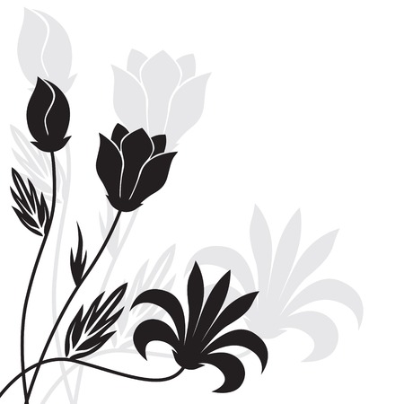 Floral background witch stylized black bluebellsのイラスト素材