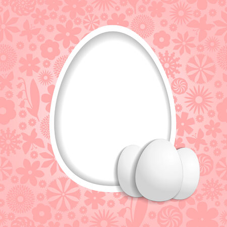 Easter greeting card with place for text in the form egg on floral backgroundのイラスト素材