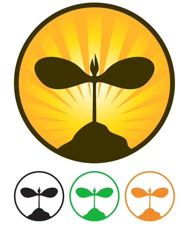 Set of multicolor sprout emblemのイラスト素材