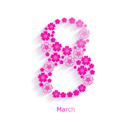 8 march congratulatory card with pink flowersのイラスト素材