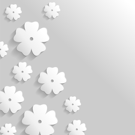 Floral background with white flower on gray backgroundのイラスト素材