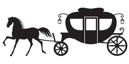 Silhouette image horse drawn carriageのイラスト素材