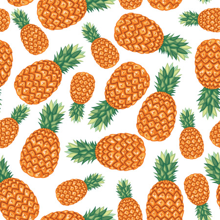Cartoon seamless pattern with pineapplesのイラスト素材