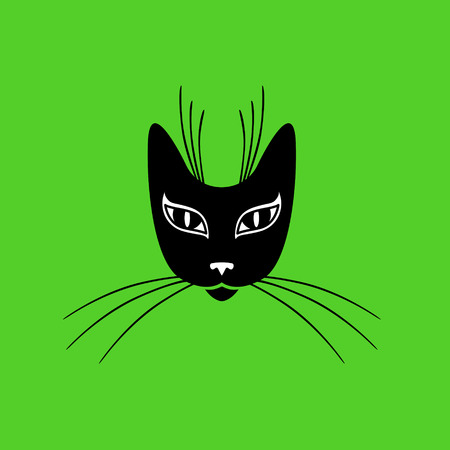 Icon of stylized cat muzzle on green backgroundのイラスト素材