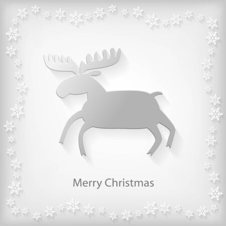 Congratulatory Christmas card  with reindeer in snowflakes frameのイラスト素材