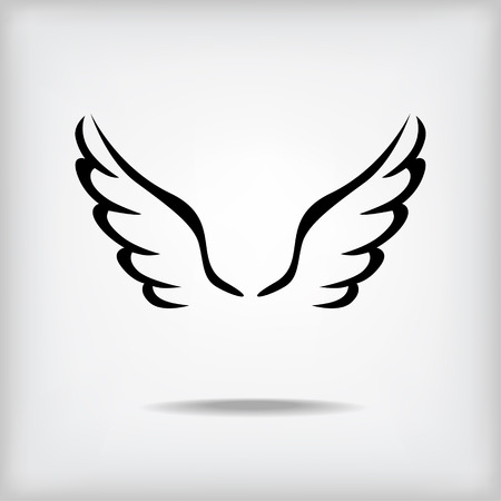 Vector contour wings icon on gray background with shadowのイラスト素材