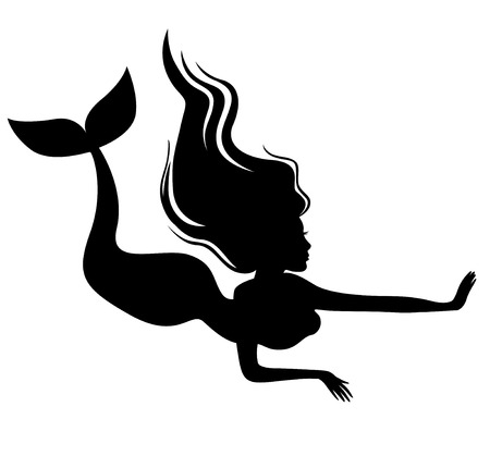 Vector illustrations of silhouette of a mermaidのイラスト素材