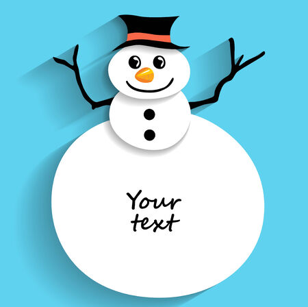 Vector illustrations of Christmas snowman for greeting text backgroundのイラスト素材