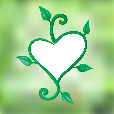 illustrations of greeting live frame of branches with leaves in the spring and Valentine\'s Dayのイラスト素材